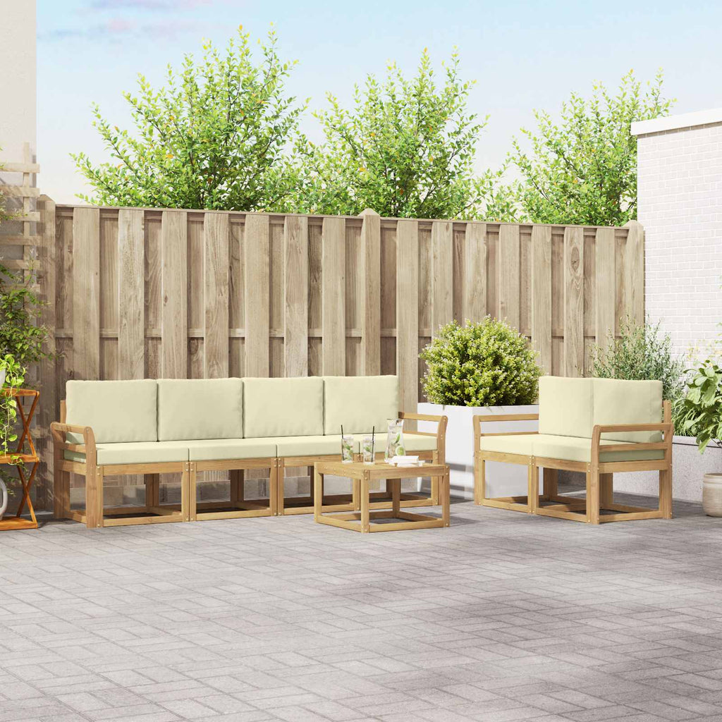 Outdoor-Sofagarnitur mit Kissen 7 pcs Weiß und Creme