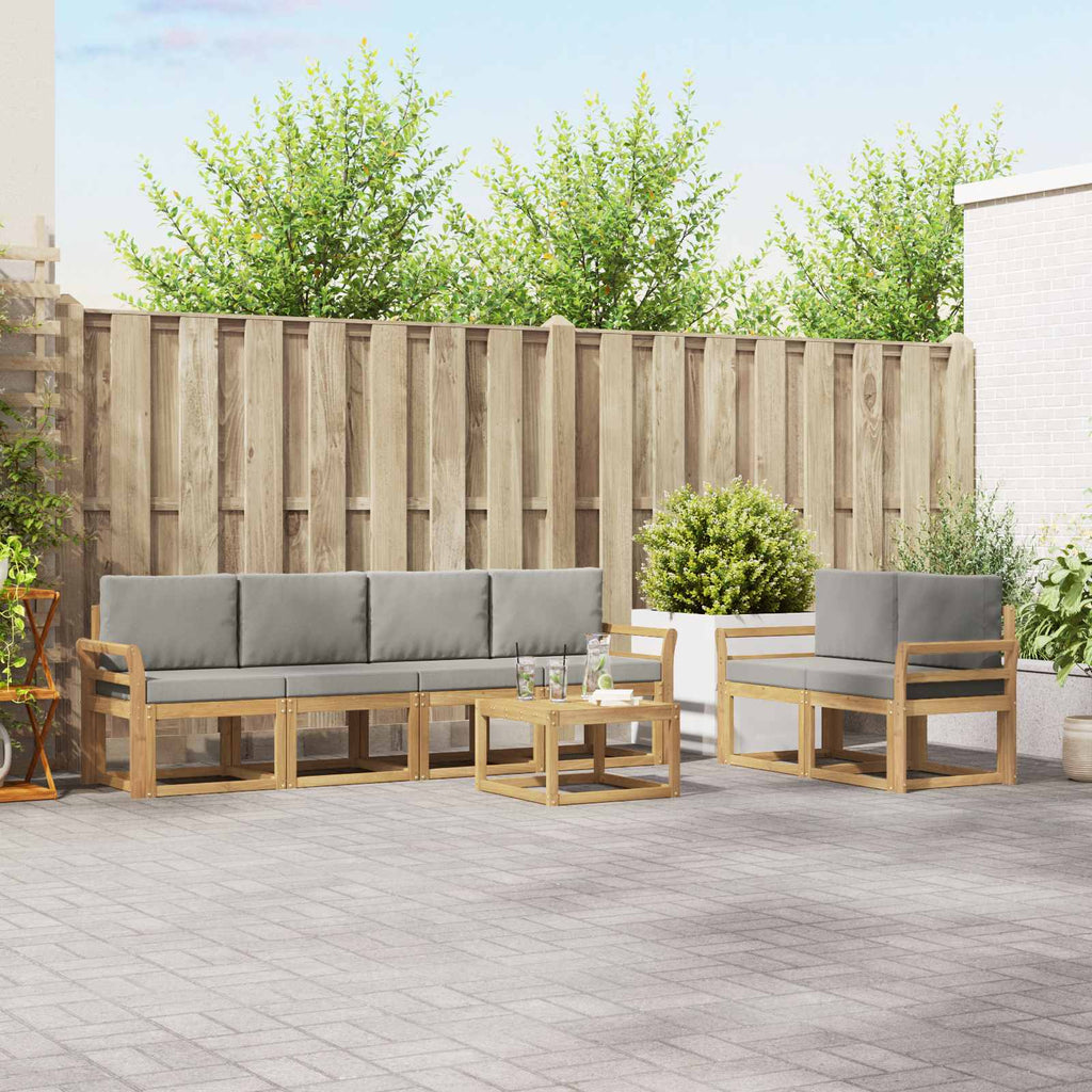 Outdoor-Sofagarnitur 7 pcs Weiß und Hellgrau 59 x 59 x 37 cm