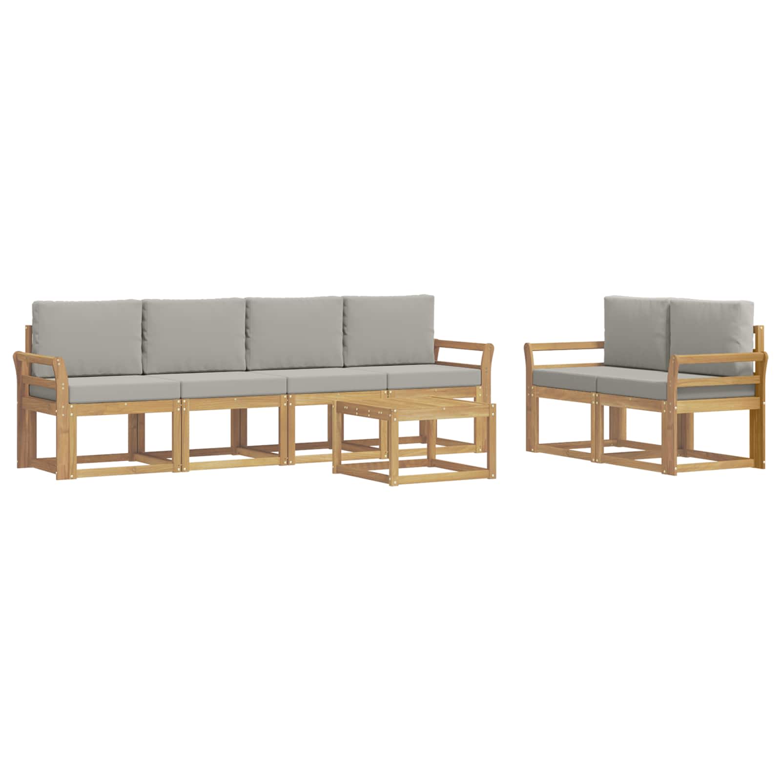 Outdoor-Sofagarnitur 7 pcs Weiß und Hellgrau 59 x 59 x 37 cm