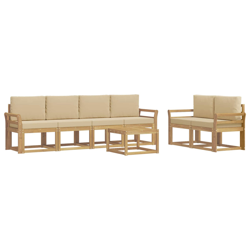 Outdoor-Sofagarnitur mit Kissen 7 pcs Weiß und Beige