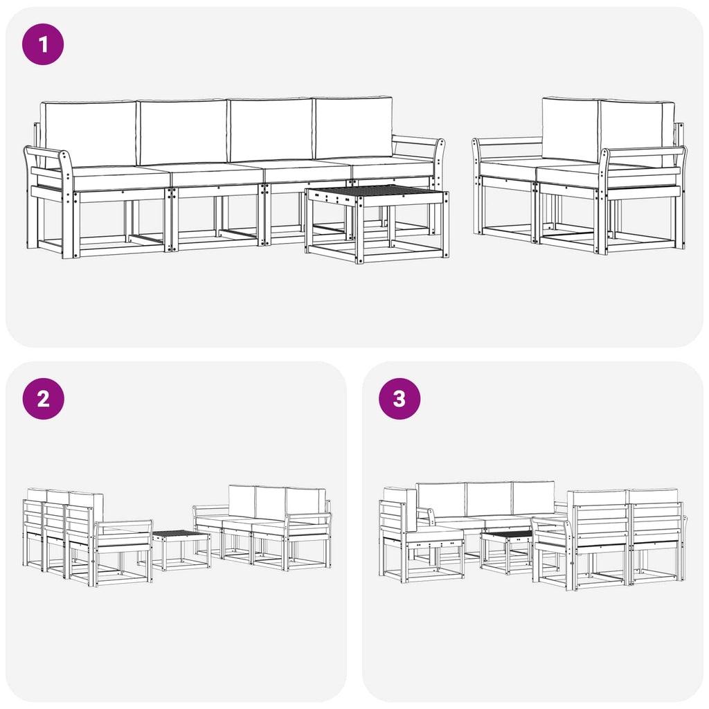 Outdoor-Sofagarnitur mit Kissen 7 pcs Weiß und Beige