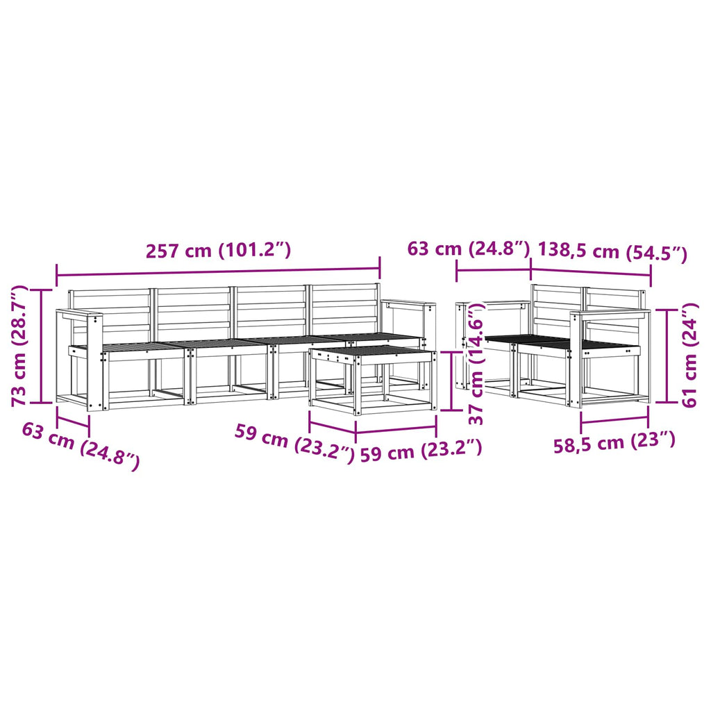 Outdoor-Sofagarnitur 7 pcs Weiß 59 x 59 x 37 cm