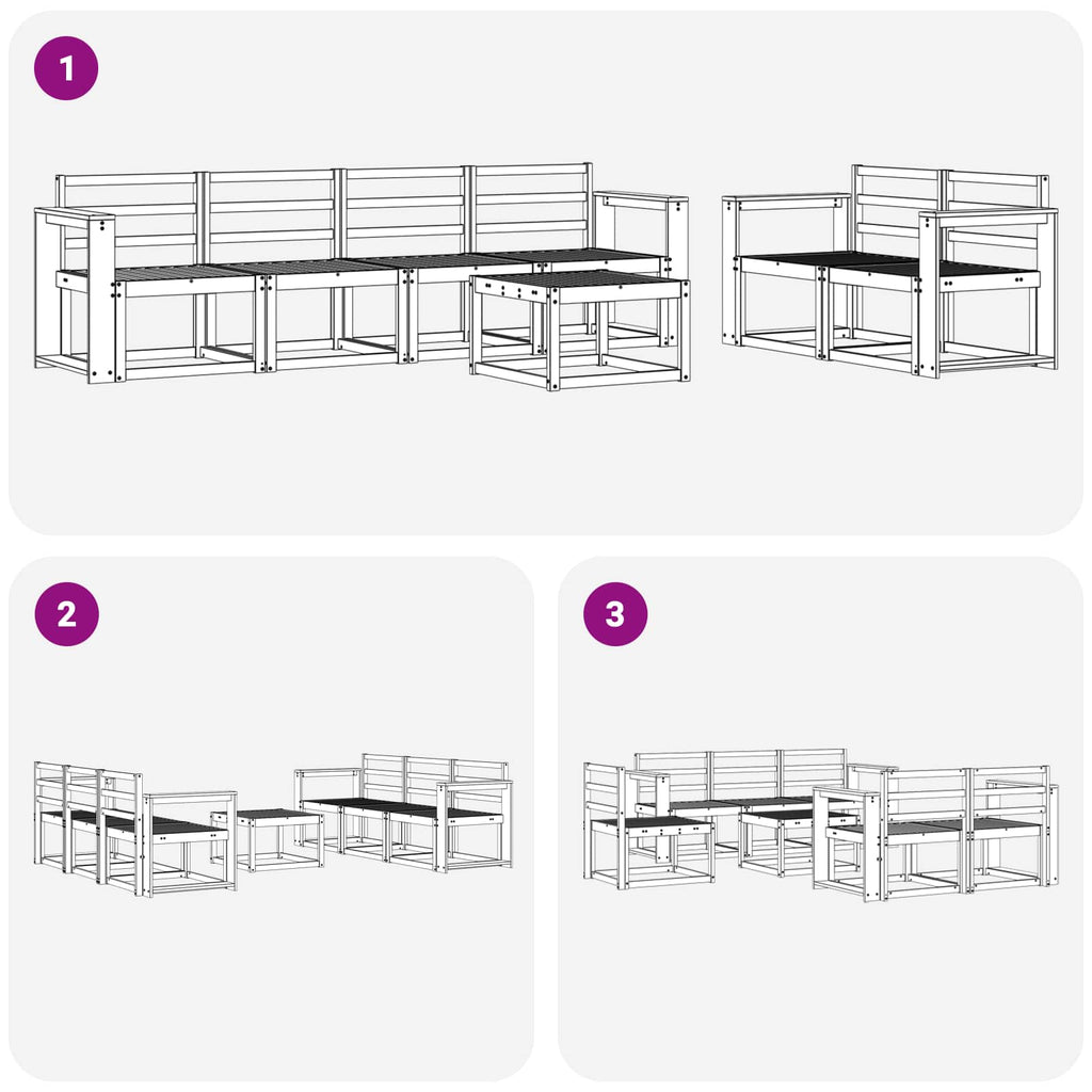 Outdoor-Sofagarnitur 7 pcs Weiß 59 x 59 x 37 cm