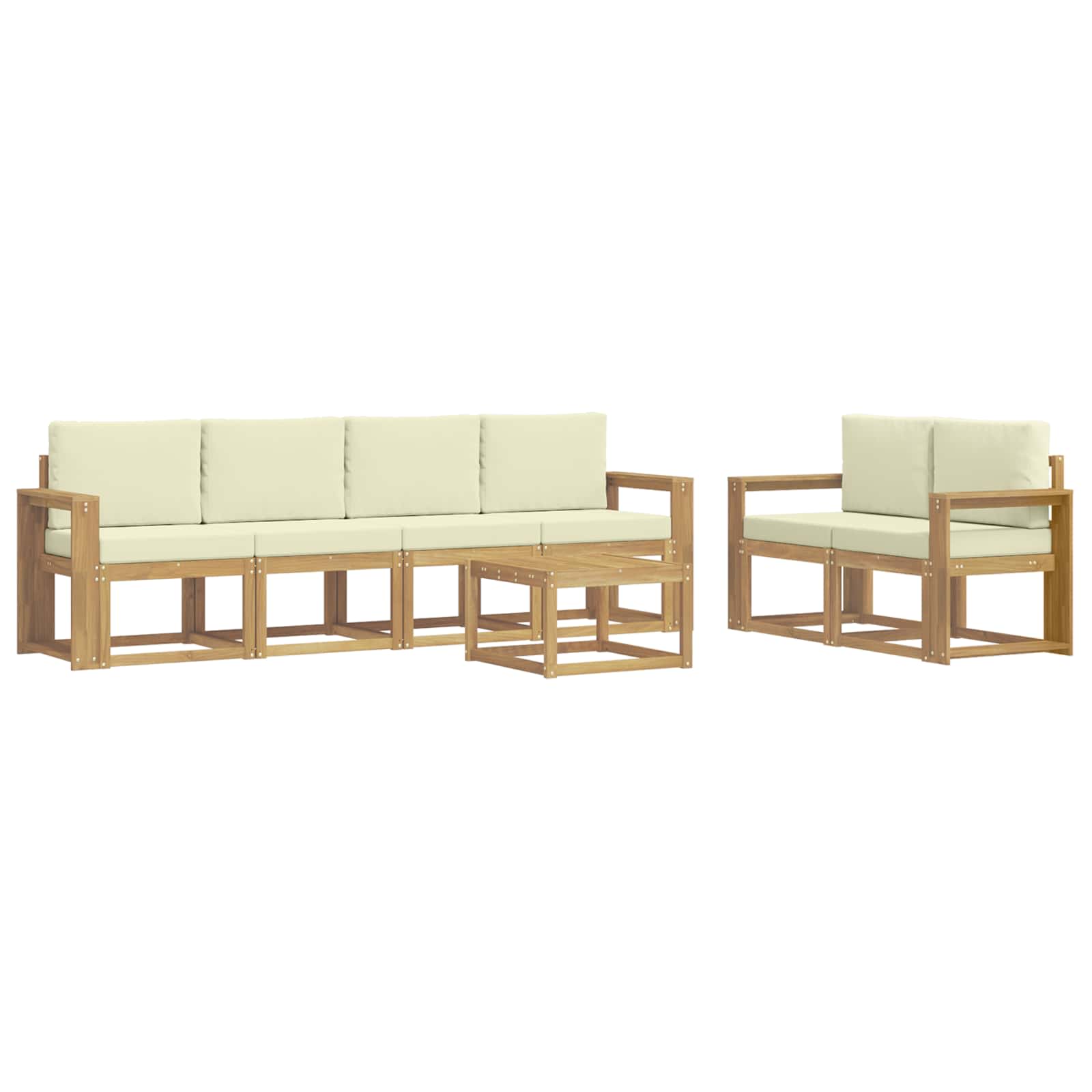 Outdoor-Sofagarnitur mit Kissen 7 pcs Weiß und Creme
