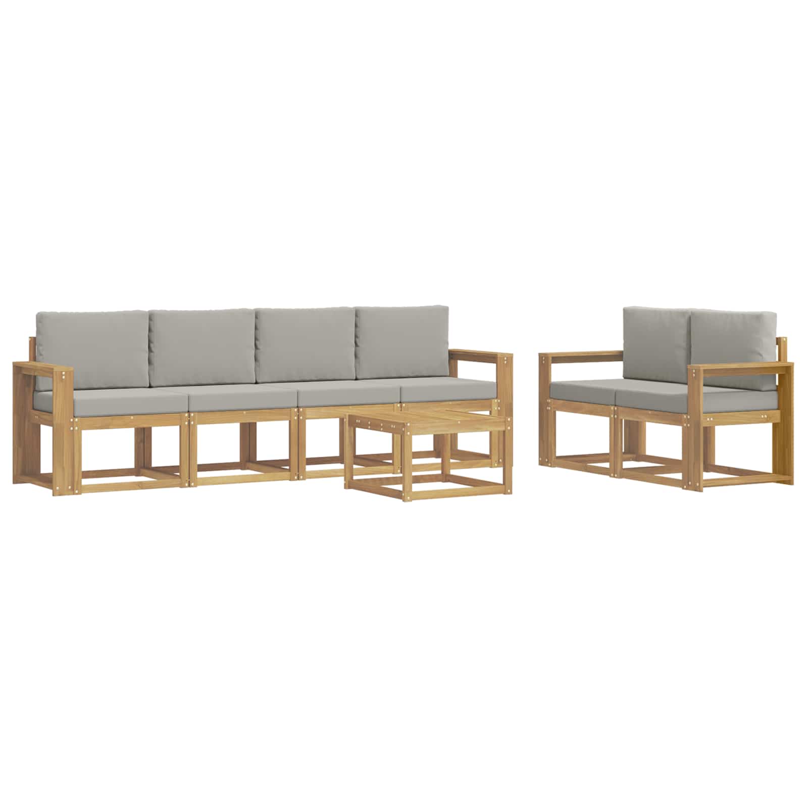 Outdoor-Sofagarnitur 7 pcs Weiß und Hellgrau 59 x 59 x 37 cm