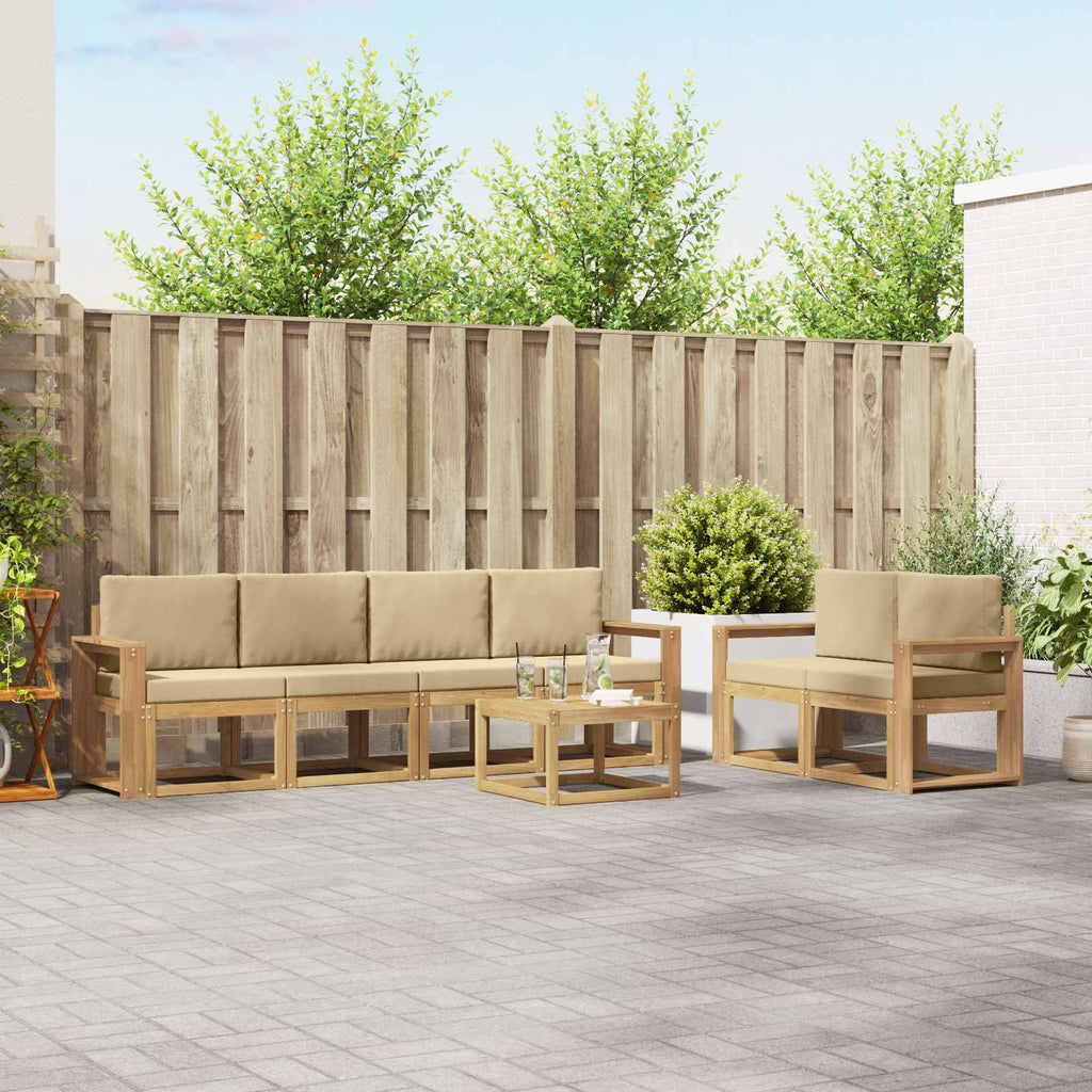 Outdoor-Sofagarnitur mit Kissen 7 pcs Weiß und Beige