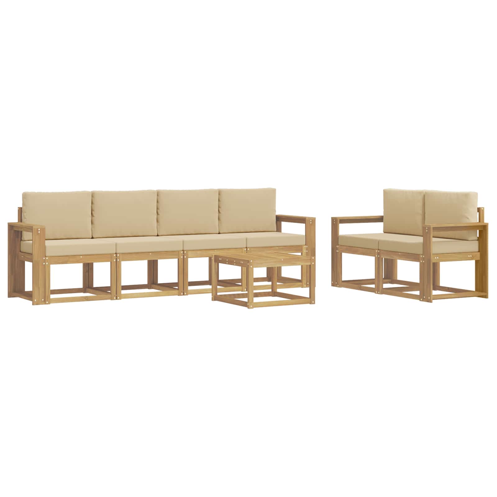Outdoor-Sofagarnitur mit Kissen 7 pcs Weiß und Beige