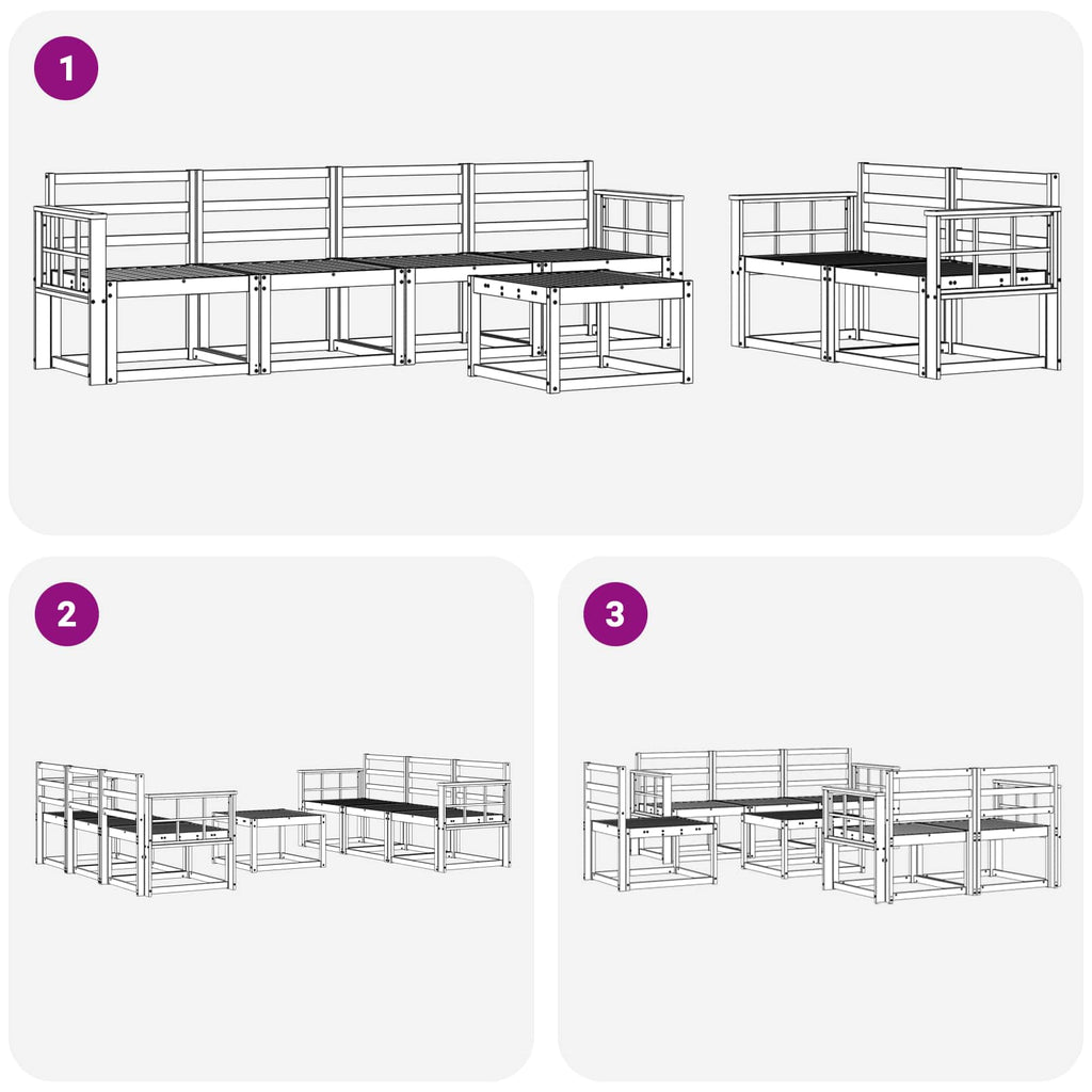 Outdoor-Sofagarnitur 7 pcs Weiß 59 x 59 x 37 cm