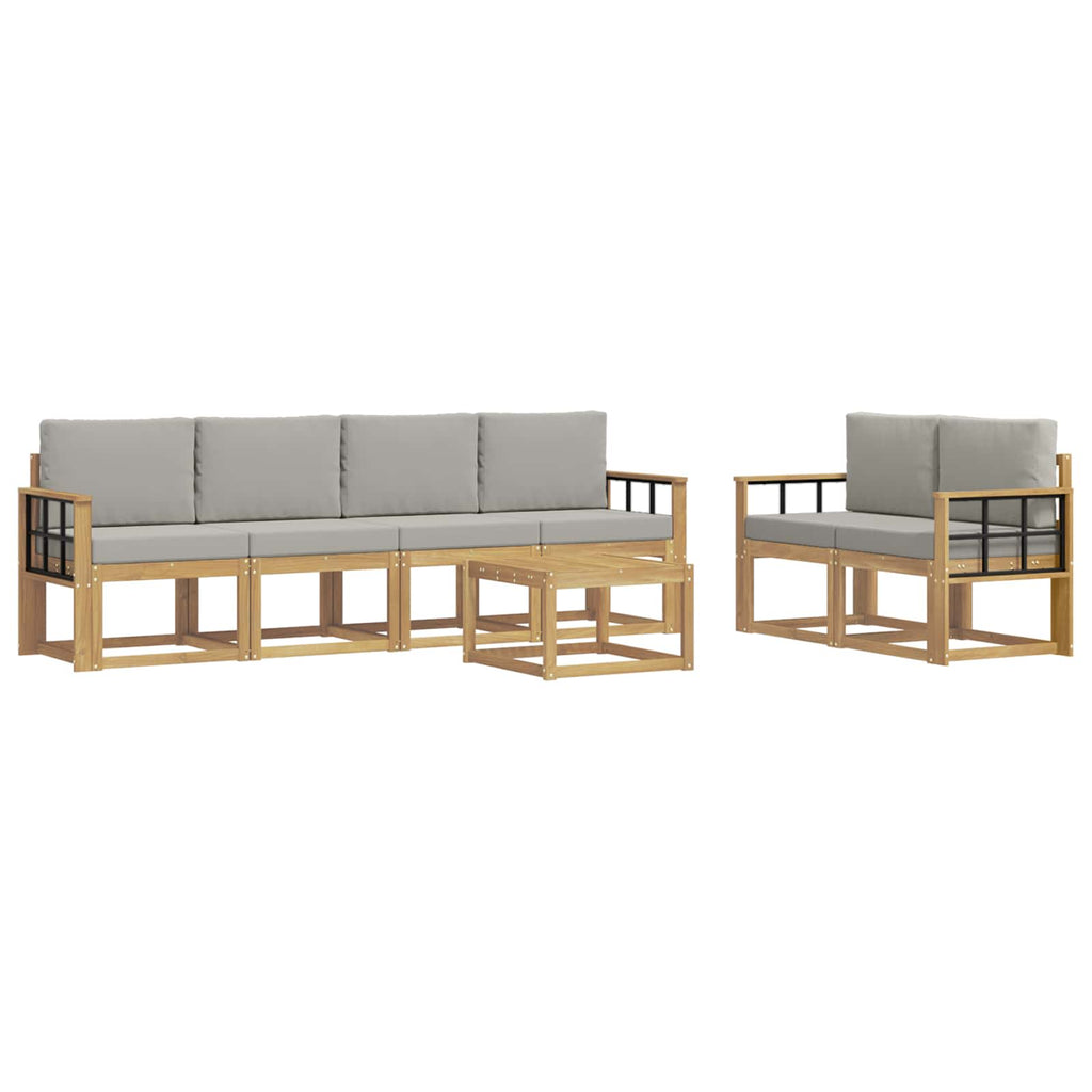Outdoor-Sofagarnitur 7 pcs Weiß und Hellgrau 59 x 59 x 37 cm