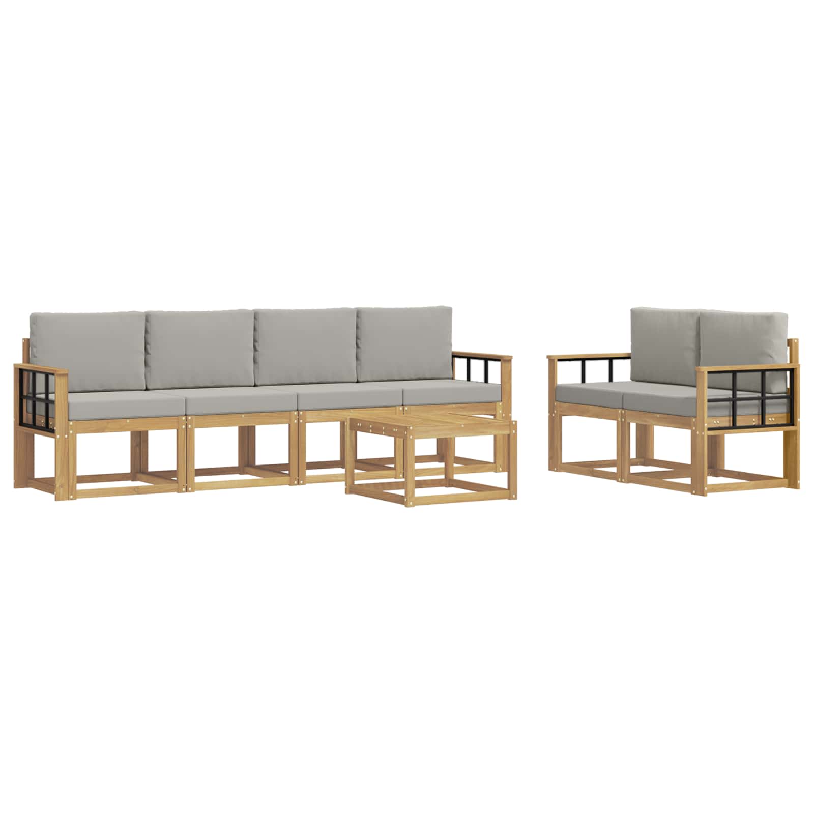 Outdoor-Sofagarnitur 7 pcs Weiß und Hellgrau 59 x 59 x 37 cm