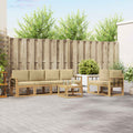 Outdoor-Sofagarnitur mit Kissen 7 pcs Weiß und Beige