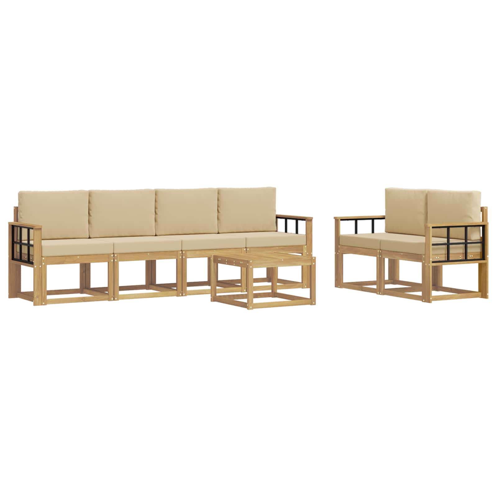 Outdoor-Sofagarnitur mit Kissen 7 pcs Weiß und Beige