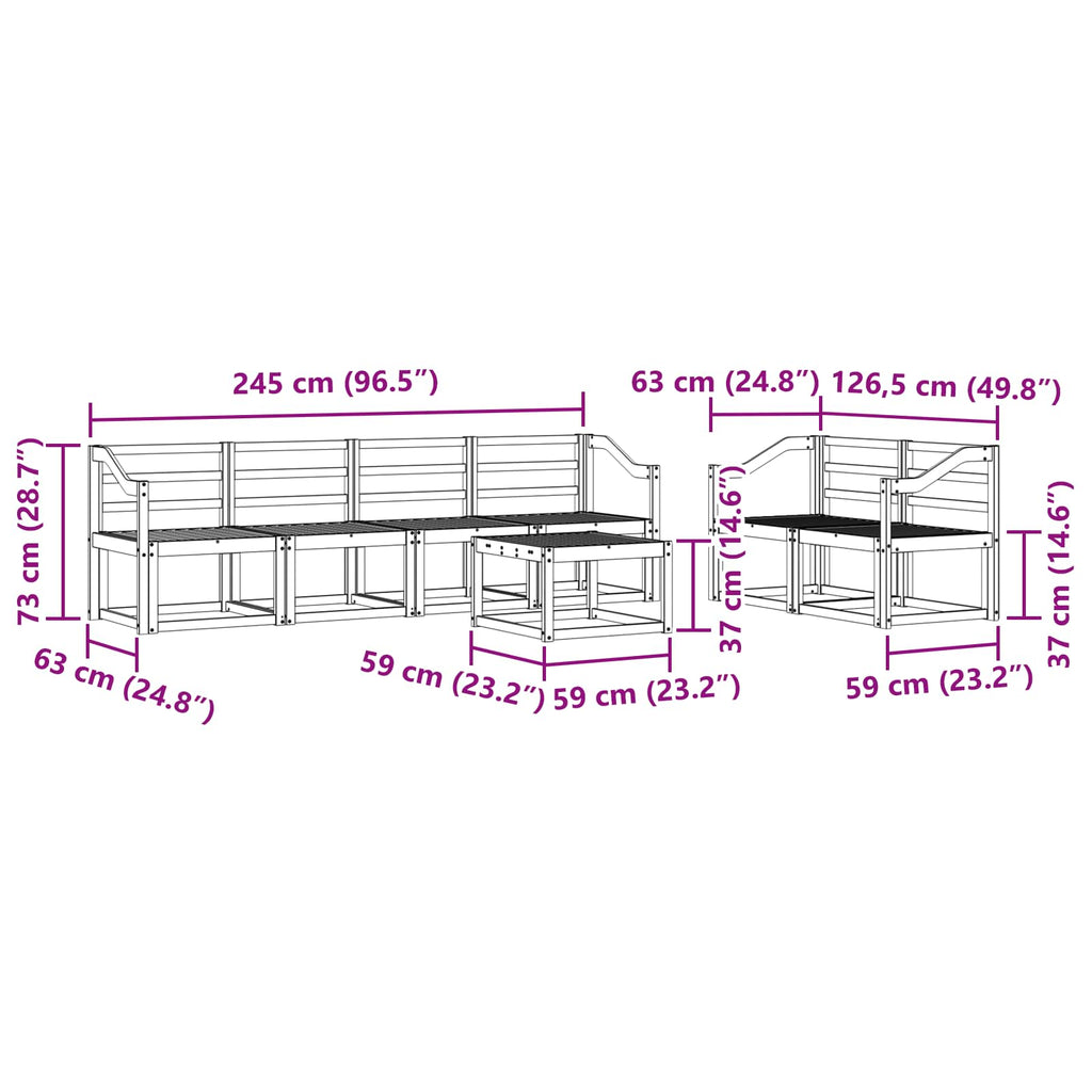 Outdoor-Sofagarnitur 7 pcs Weiß 59 x 59 x 37 cm