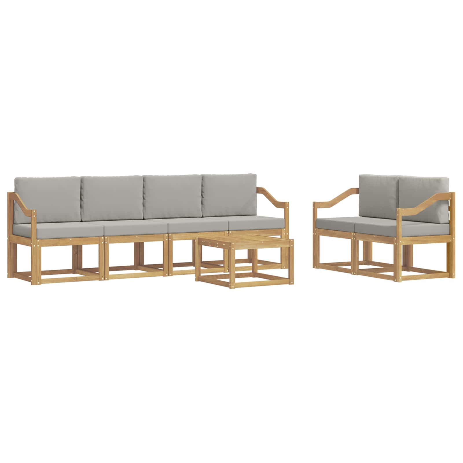 Outdoor-Sofagarnitur 7 pcs Weiß und Hellgrau 59 x 59 x 37 cm