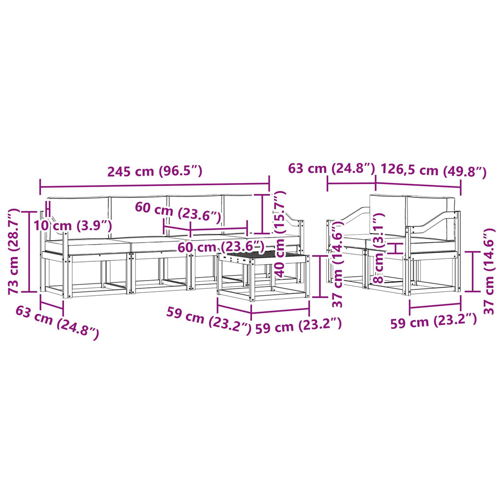 Outdoor-Sofagarnitur mit Kissen 7 pcs Weiß und Anthrazit