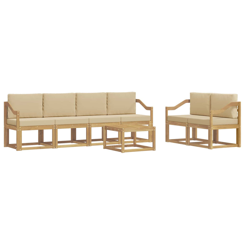 Outdoor-Sofagarnitur mit Kissen 7 pcs Weiß und Beige