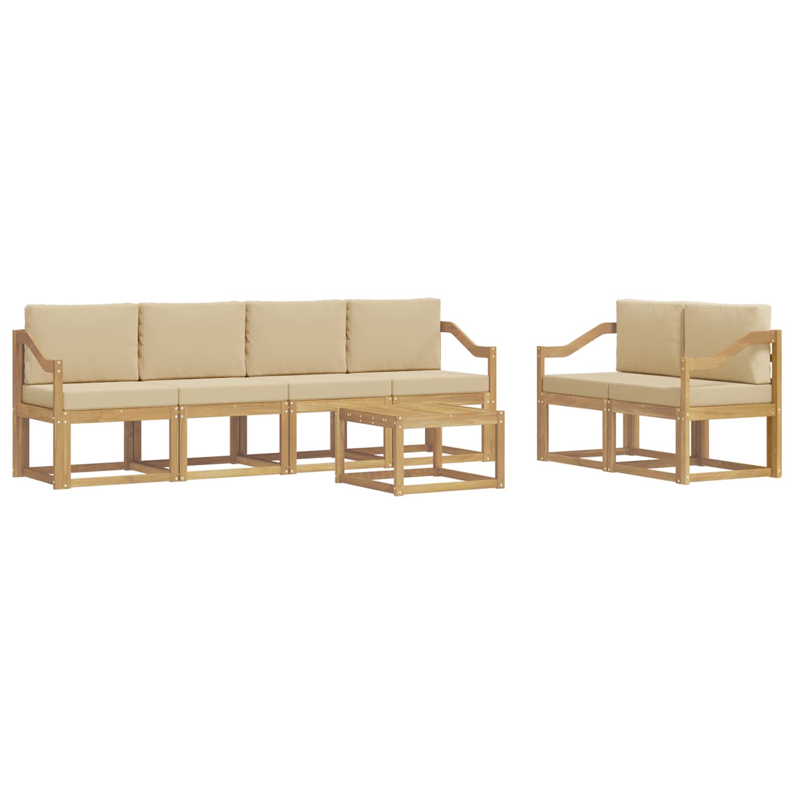 Outdoor-Sofagarnitur mit Kissen 7 pcs Weiß und Beige