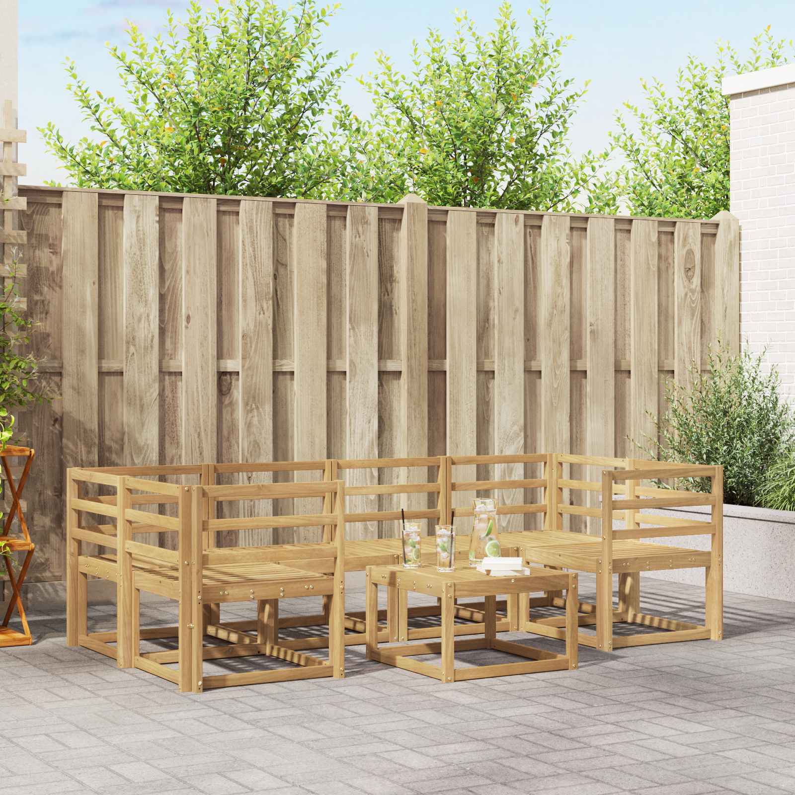 Outdoor-Sofagarnitur 7 pcs Weiß 59 x 59 x 37 cm