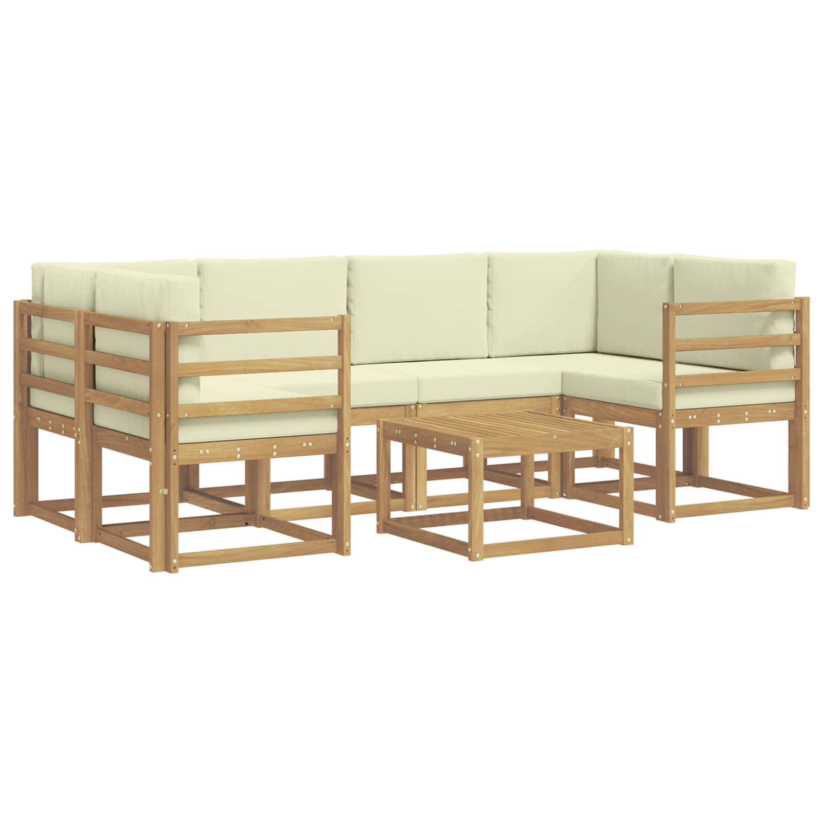 Outdoor-Sofagarnitur mit Kissen 7 pcs Weiß und Creme