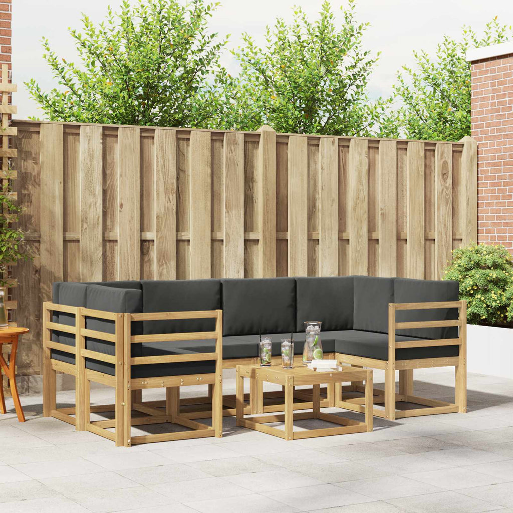 Outdoor-Sofagarnitur mit Kissen 7 pcs Weiß und Anthrazit