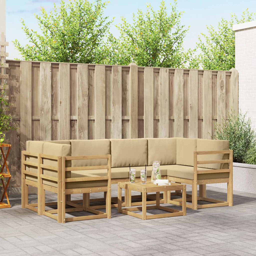 Outdoor-Sofagarnitur mit Kissen 7 pcs Weiß und Beige