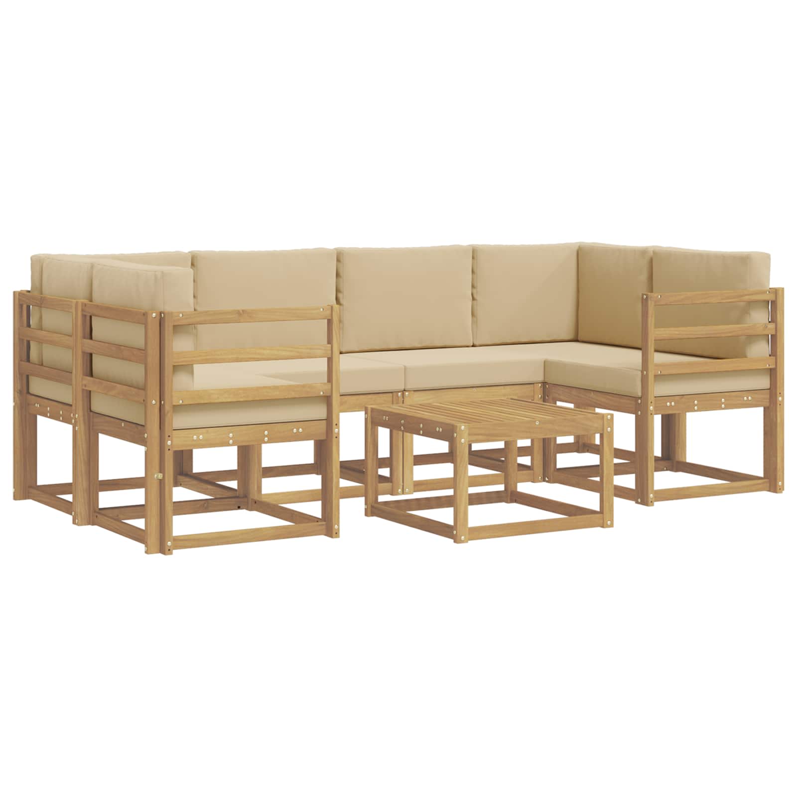 Outdoor-Sofagarnitur mit Kissen 7 pcs Weiß und Beige