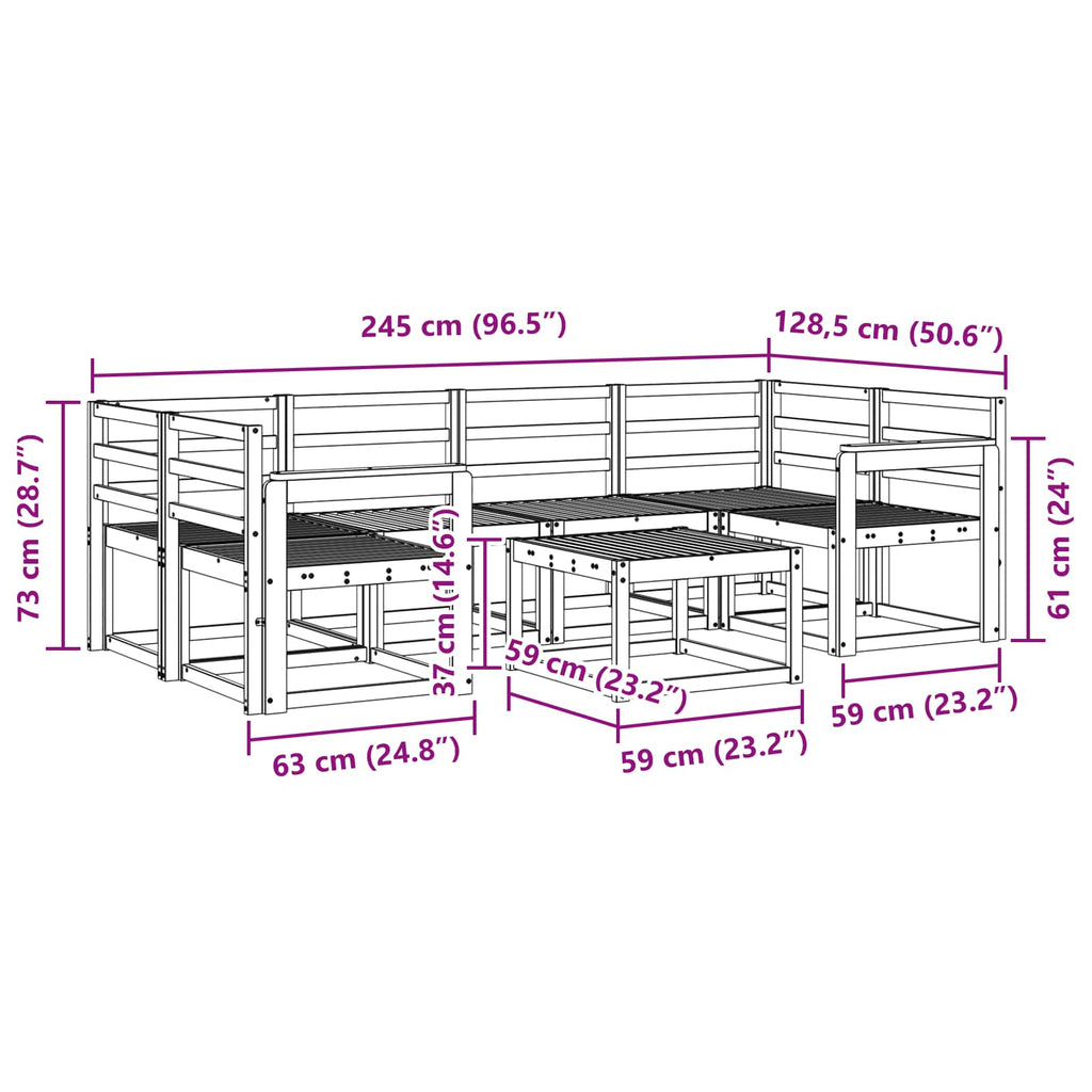 Outdoor-Sofagarnitur 7 pcs Weiß 59 x 59 x 37 cm