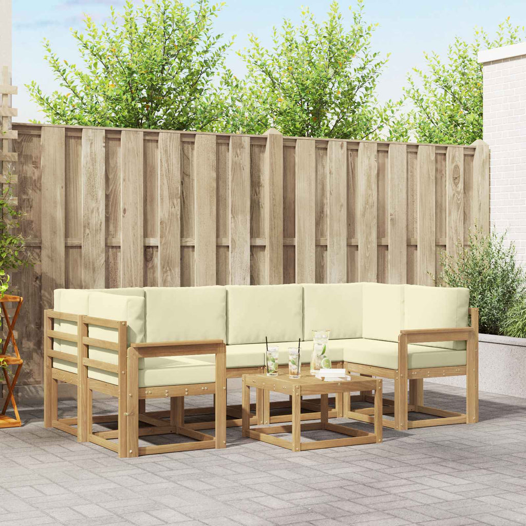Outdoor-Sofagarnitur mit Kissen 7 pcs Weiß und Creme