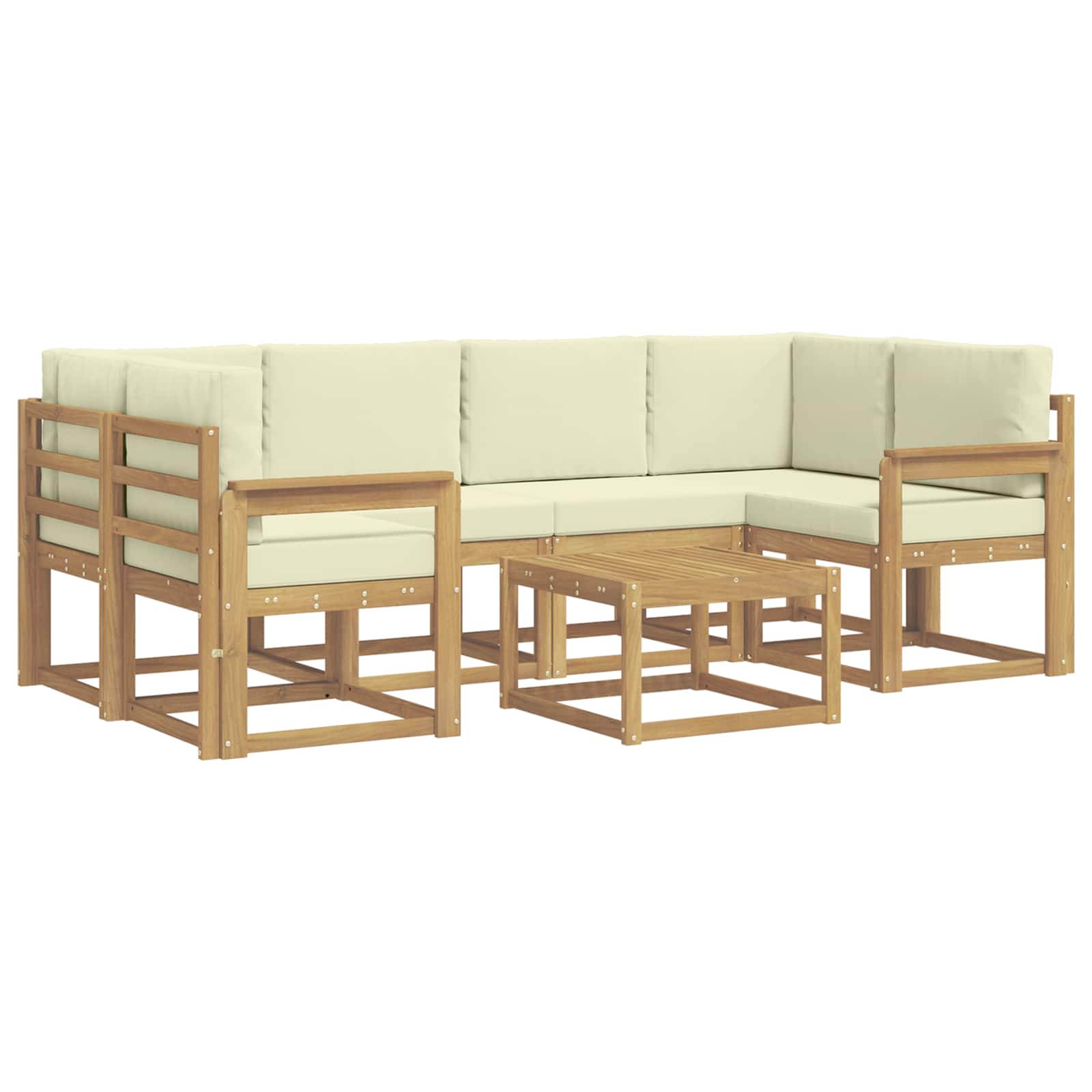Outdoor-Sofagarnitur mit Kissen 7 pcs Weiß und Creme