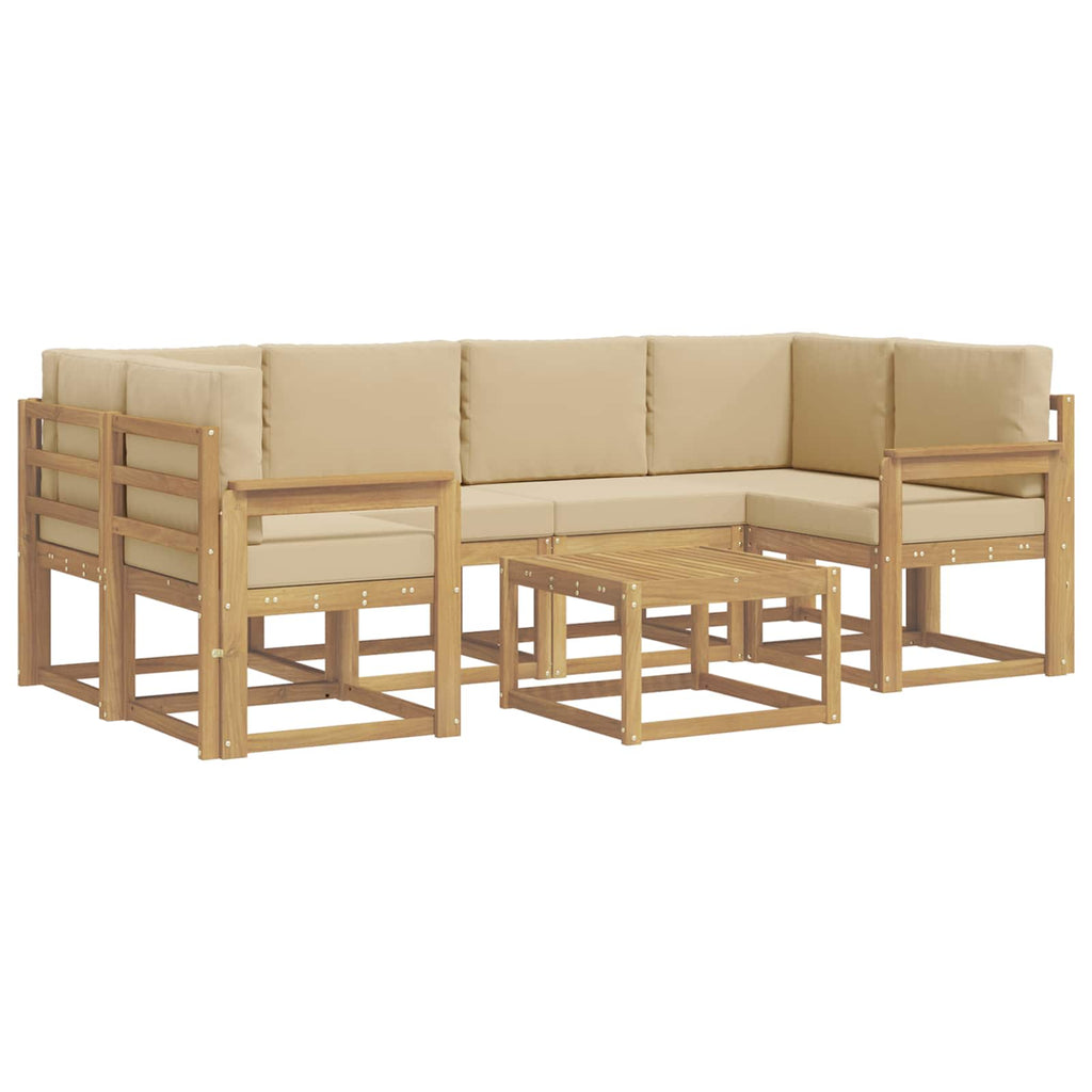 Outdoor-Sofagarnitur mit Kissen 7 pcs Weiß und Beige