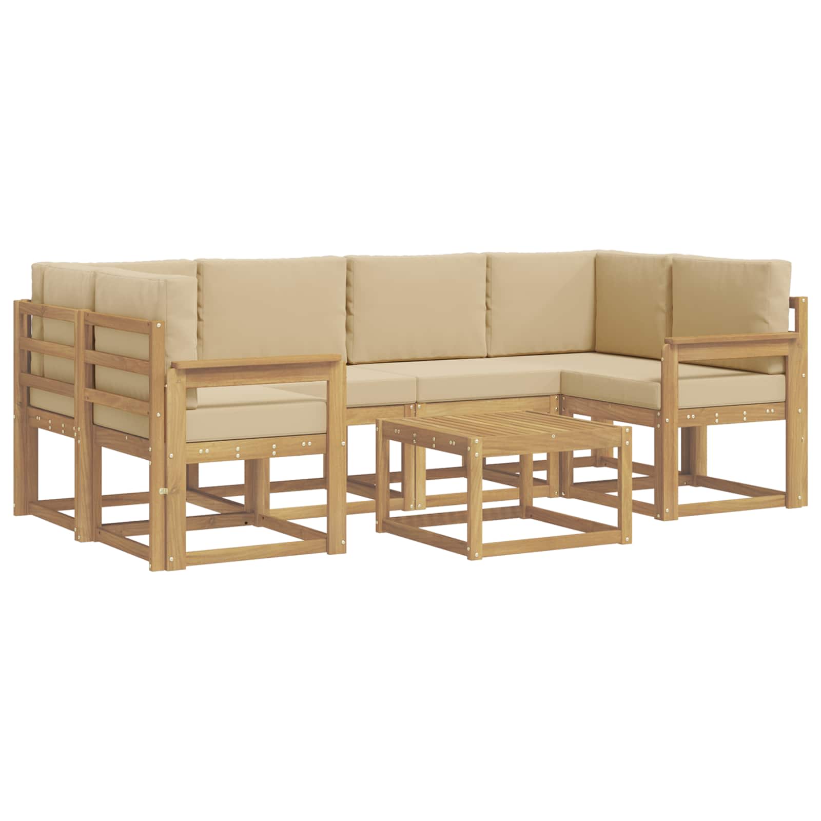 Outdoor-Sofagarnitur mit Kissen 7 pcs Weiß und Beige