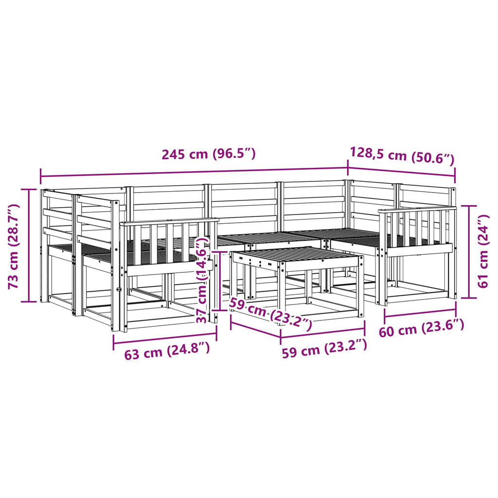 Outdoor-Sofagarnitur 7 pcs Weiß 59 x 59 x 37 cm