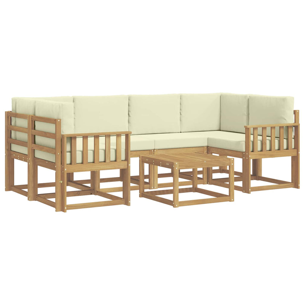 Outdoor-Sofagarnitur mit Kissen 7 pcs Weiß und Creme