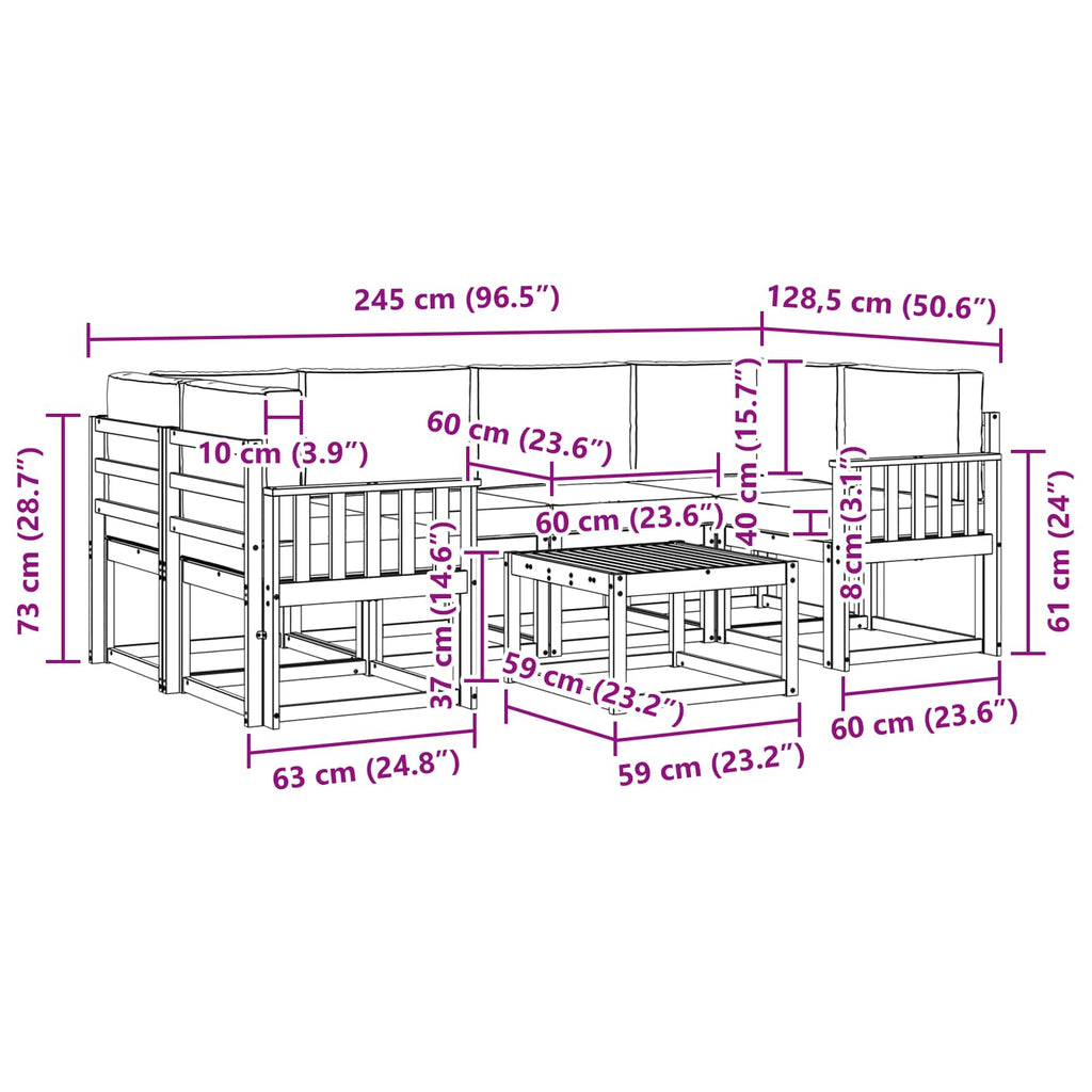Outdoor-Sofagarnitur mit Kissen 7 pcs Weiß und Creme