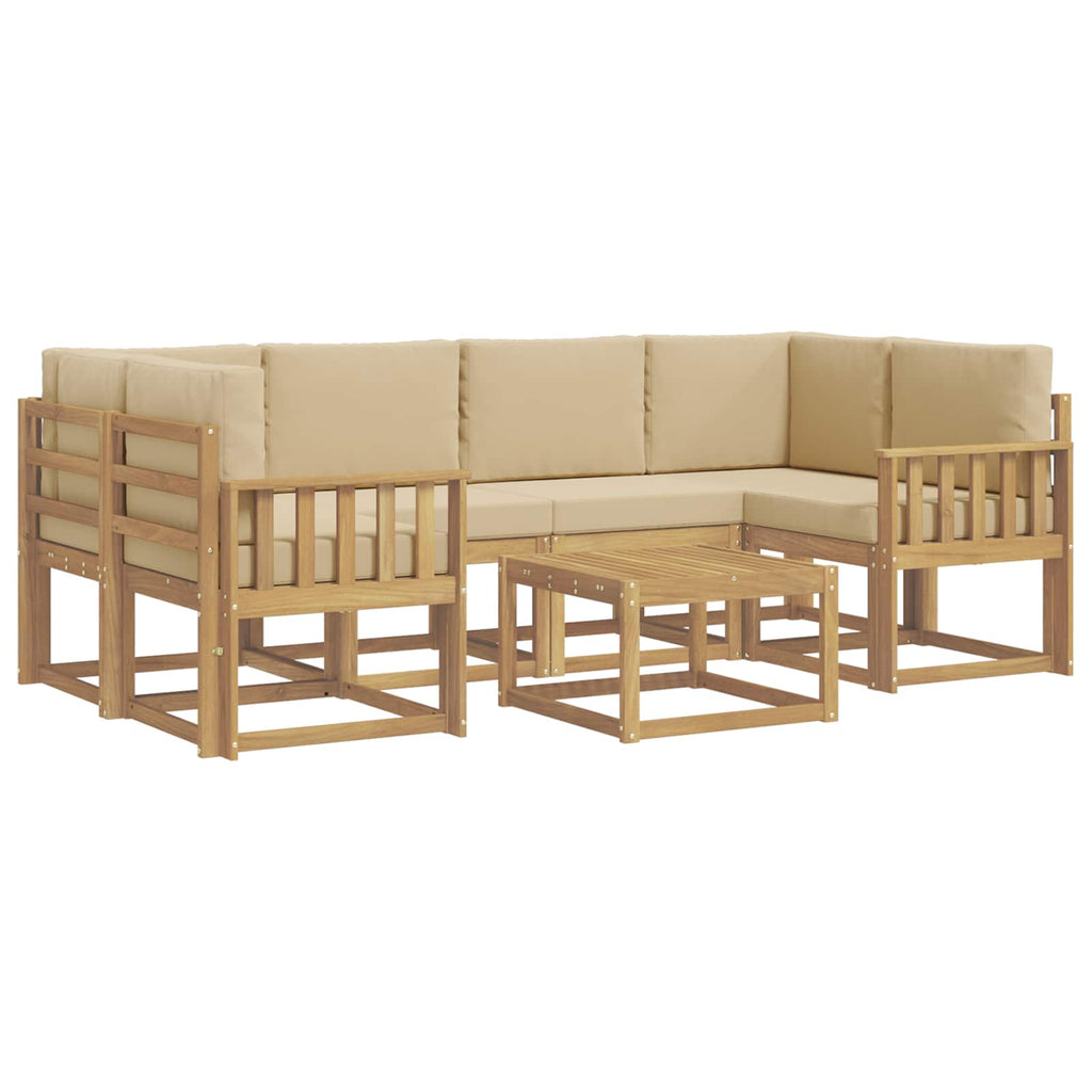 Outdoor-Sofagarnitur mit Kissen 7 pcs Weiß und Beige