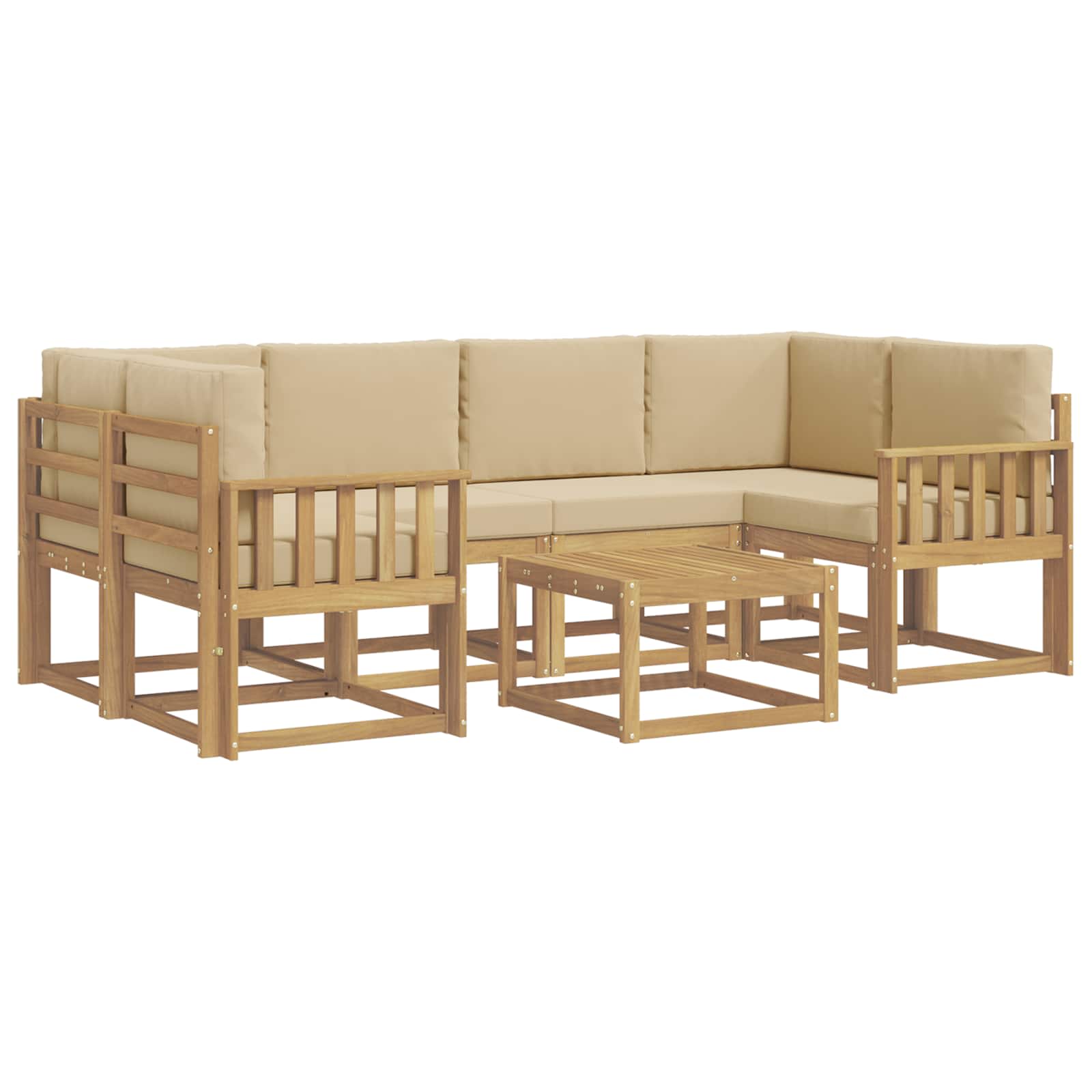 Outdoor-Sofagarnitur mit Kissen 7 pcs Weiß und Beige