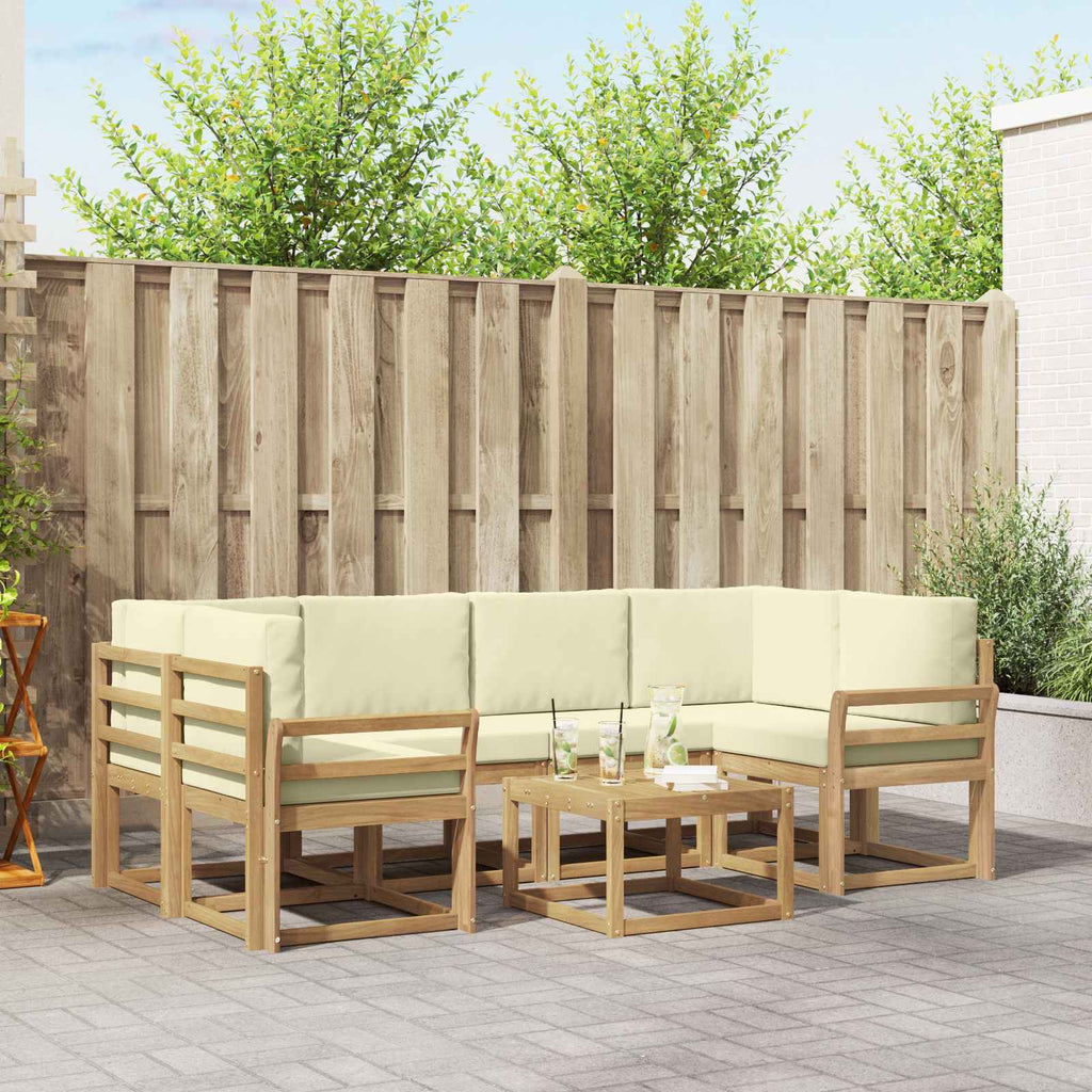 Outdoor-Sofagarnitur mit Kissen 7 pcs Weiß und Creme