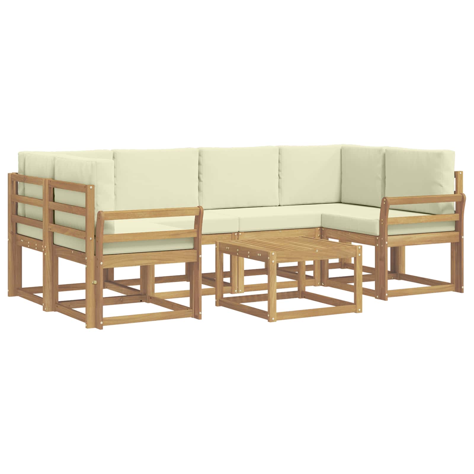 Outdoor-Sofagarnitur mit Kissen 7 pcs Weiß und Creme