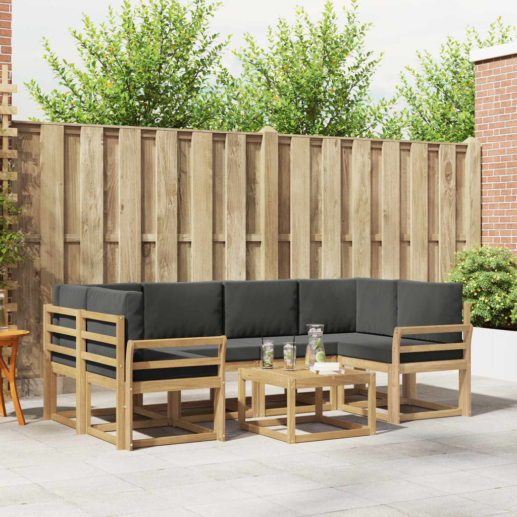 Outdoor-Sofagarnitur mit Kissen 7 pcs Weiß und Anthrazit