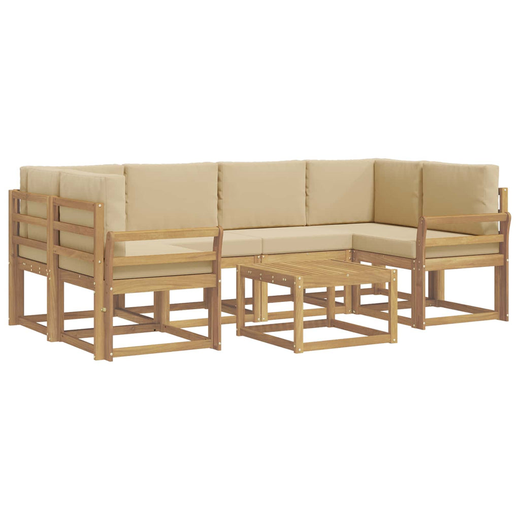 Outdoor-Sofagarnitur mit Kissen 7 pcs Weiß und Beige
