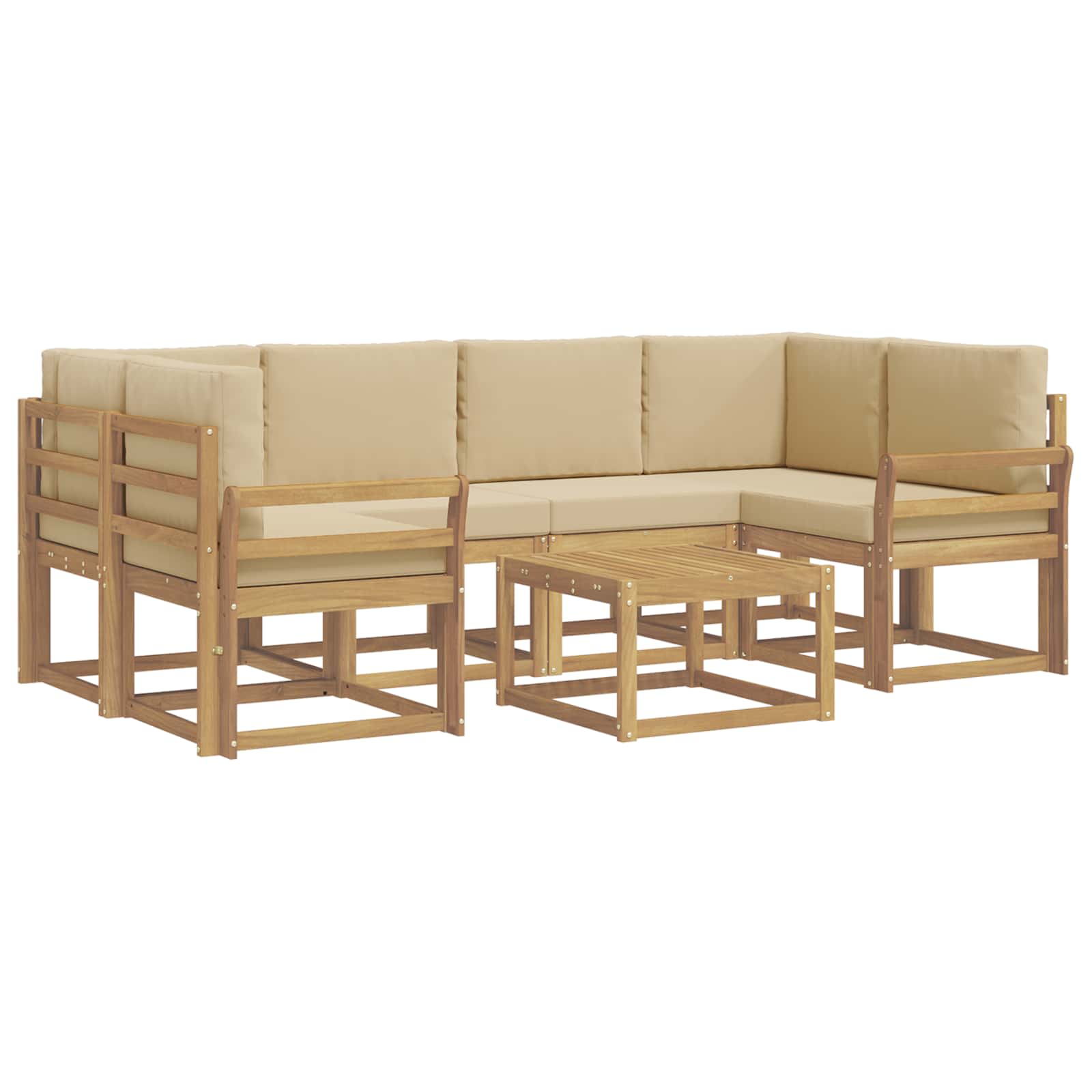 Outdoor-Sofagarnitur mit Kissen 7 pcs Weiß und Beige