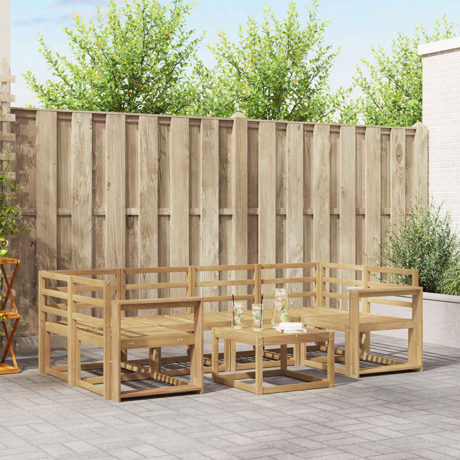 Outdoor-Sofagarnitur 7 pcs Weiß 59 x 59 x 37 cm