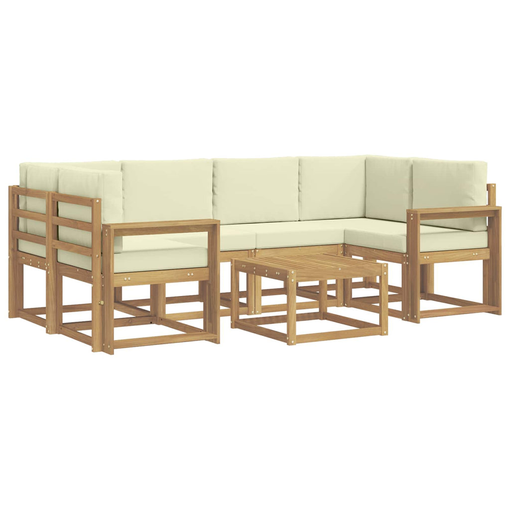 Outdoor-Sofagarnitur mit Kissen 7 pcs Weiß und Creme
