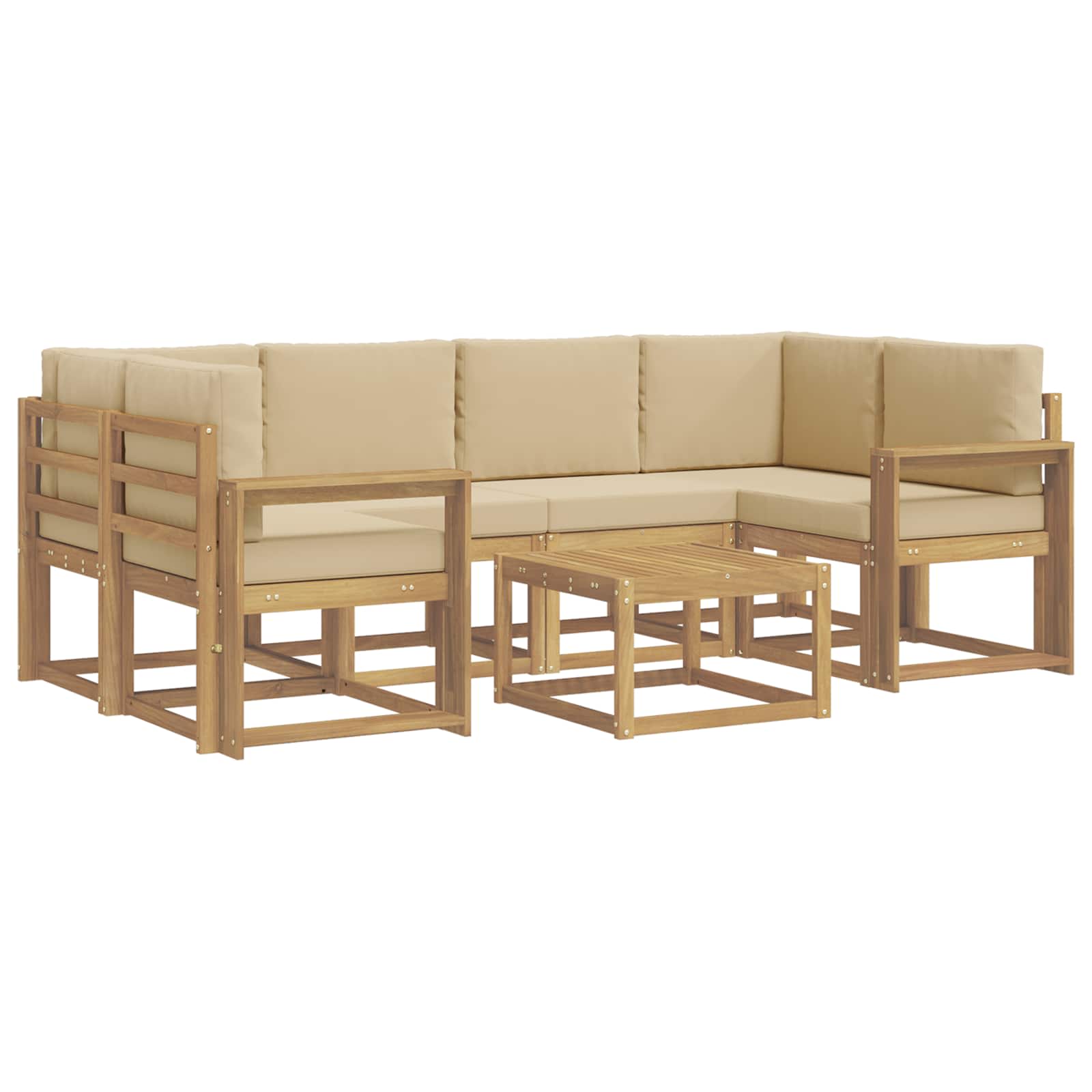 Outdoor-Sofagarnitur mit Kissen 7 pcs Weiß und Beige