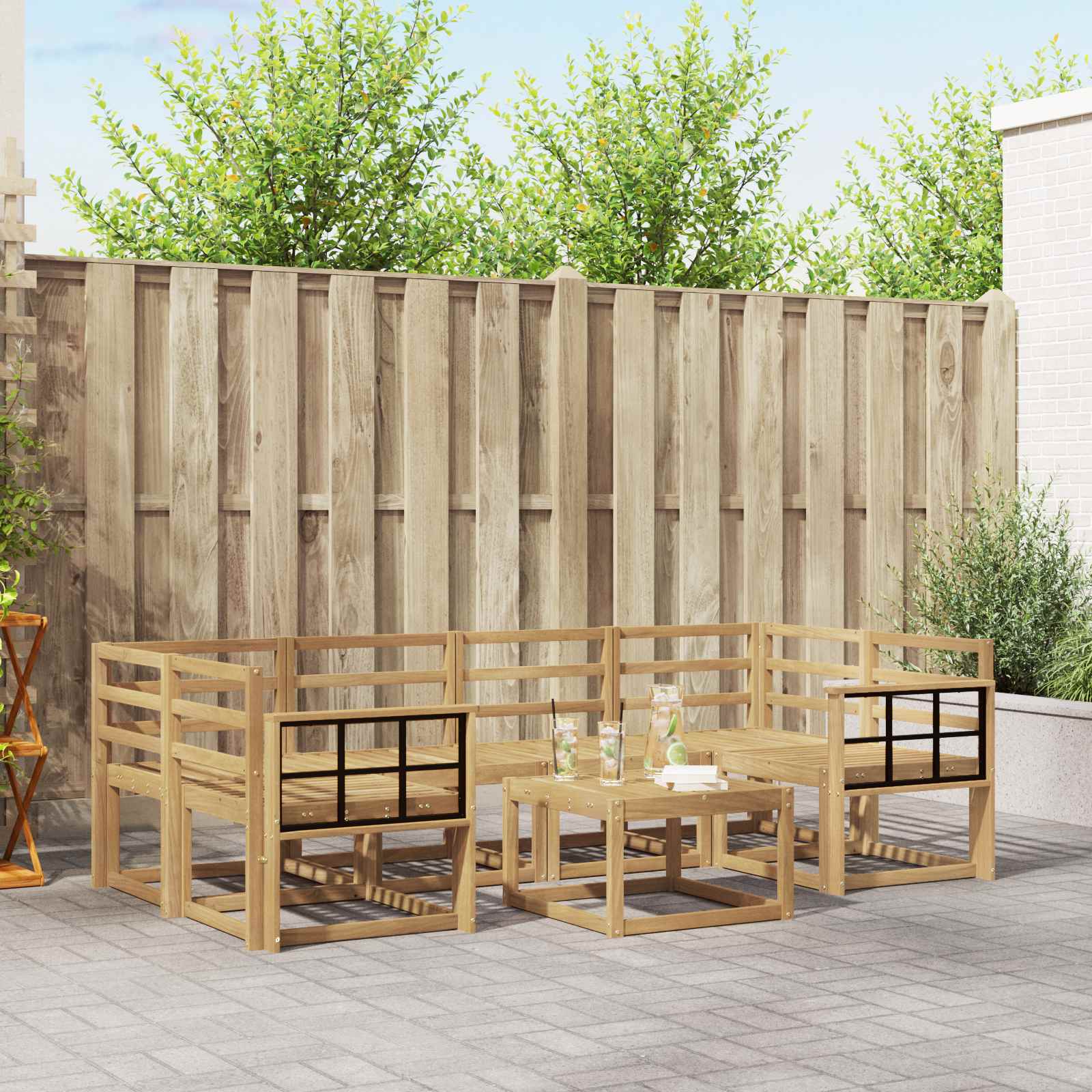 Outdoor-Sofagarnitur 7 pcs Weiß 59 x 59 x 37 cm