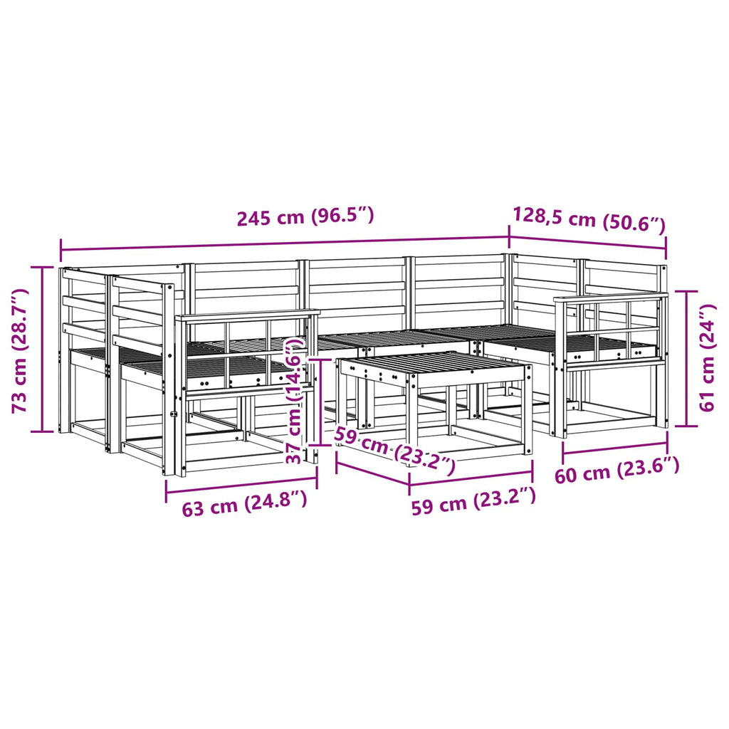 Outdoor-Sofagarnitur 7 pcs Weiß 59 x 59 x 37 cm