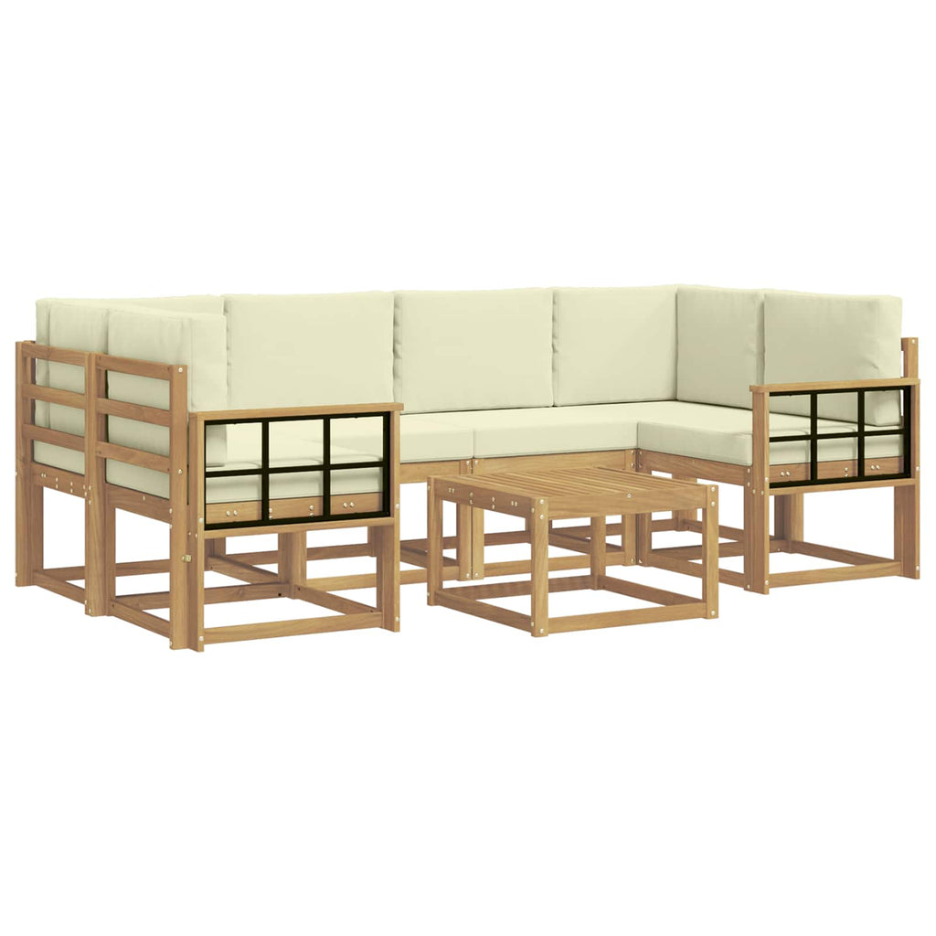 Outdoor-Sofagarnitur mit Kissen 7 pcs Weiß und Creme