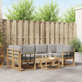 Outdoor-Sofagarnitur 7 pcs Weiß und Hellgrau 59 x 59 x 37 cm