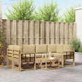 Outdoor-Sofagarnitur mit Kissen 7 pcs Weiß und Beige
