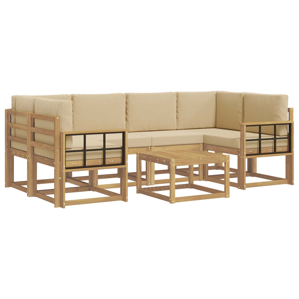 Outdoor-Sofagarnitur mit Kissen 7 pcs Weiß und Beige
